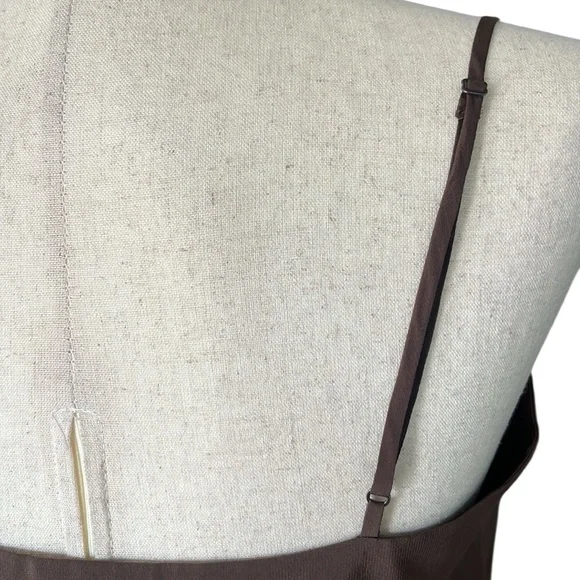 BCBGMAX Brown Silk Slip Dress with Belt - Picture 7 of 11